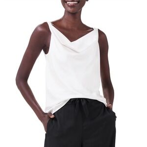 NIC+ZOE Classic Cream Crepe Draped Tank Top Size Small‎